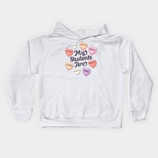 Teacher Valentines Day Positive Affirmations Candy Heart Kids Hoodie